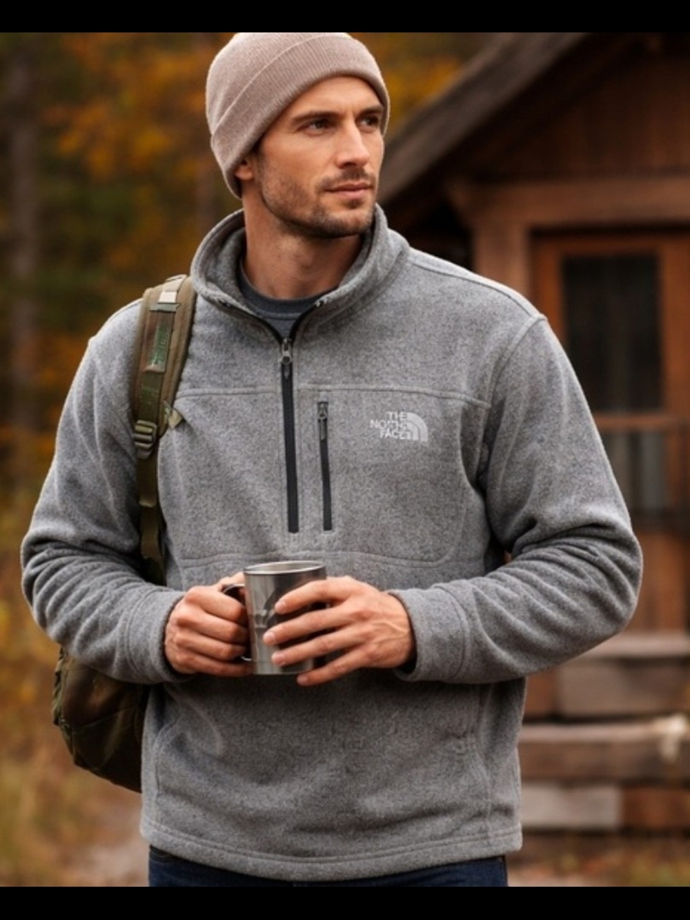 The North‎ Face Gordon Lyons Fleece Pullover Sweater 1/2 Zip Gray Mens L